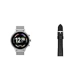 Fossil Damen-Smartwatch Gen 6, Edelstahl mit Edelstahl-Mesh-Armband, FTW6083 + Fossil 22mm Lederarmband für Uhr