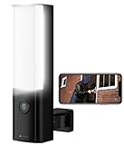 VisorTech Aussenlampe mit Kamera: LED-Außenwandleuchte, WLAN-2K-Kamera, PIR, Nachtsicht, Sirene, schwarz (Lampe Kamera, Lampe mit Bewegungs Melder, Smartphone Halterung)