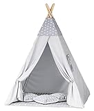 TIPOO Tipi Zelt Spielzelt Baumwolle Kinderzelt mit 3 Kissenmatratzen Stabiles Zelt für Mädchen und Mädchen für Zuhause und Garten