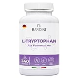 Bandini® L-Tryptophan 240 Kapseln - Hochdosiert mit 500mg je Kapsel - 8 Monate Reichweite - Aus pflanzlicher Fermentation - Laborgeprüft, ohne unerwünschte Zusätze - 100% Vegan L Tryptop