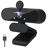Webcam mit Mikrofon,1080P Full HD mit Webcam Abdeckung,Laptop PC Kamera für Video-Streaming, Konferenz, Spiele, Kompatibel mit Windows/Linux/Android