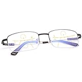 Halbrand Gleitsichtbrille Progressives Multifokal Lesebrille Super Light Multifokus Brille für Damen und Herren Lesebrillen Anti-Blaulicht Sehhilfe Retro Lesehilfe Computer Leser Anti Müdigkeit Gläser