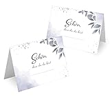 Tischkarten Hochzeit Geburtstag DIN A7 - Design Platzkarten zum Beschriften in vielen verschiedenen Designs (100x Stück, Eisblätter)