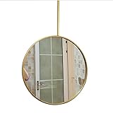 HLYT-0909 Runder Spiegel für Decke hängen, mit Deckenmontierter Boom und Gold Metallrahmen Spiegelbäder Schlafzimmer Wandwaschtischspiegel für Moderne Themen dekorative Kommoden