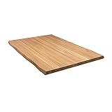 Rikmani Massivholzplatte Eiche Tischplatte Naturholz Esstisch Schreibtisch Arbeitsplatte Küche Eichenplatte Massiv Holzbrett Schreibtischplatte Holzplatte 80x80x3 cm hell (Baumkante)