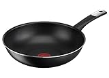 Tefal C38819 Hard Titanium Essential Wokpfanne 28 cm | Antihaftversiegelung mit Titanpartikeln | Thermo-Signal Temperaturanzeiger | spülmaschinengeeignet | Made in France | Schw
