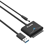 WAVLINK USB 3.0 zu SATA III Festplatte Adapter Kabel, USB A 3.0 auf SATA Adapter mit 12V/2A Netzteil, UASP, TRIM und S.M.A.R.T, Auto-Sleep Mode für 2,5' SSD/HDD und 3,5' HDD; Schwarz