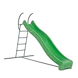 Gartenwelt Riegelsberger Freistehende Leiter dunkelgrün für Rutschen 290 cm oder 300 cm Metallgestell für Wellenrutsche Anbaurutsche