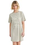 C&A Damen Bigshirt Nachthemd Relaxed Fit Baumwolle Motivprint Micky Maus hellgrau S