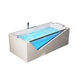 Luxus Designer Whirlpool Badewanne Rimini mit 6 Massage Düsen Glas Glasfront LED für Eckmontage rechts + links + freistehend an nur 1 Wand Hot Tub Spa für 1-2