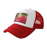 Fantasy Gold Weihnachtskugeln Druck Unisex Baseball Cap,Front Mesh Back Verstellbarer Snapback Verschluss Hut - für Damen und Herren, rot, One size