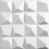 Deccart Platten 3D Polystyrol Wand Decke Paneele Wandplatten 50x50cm PYRAMIDE | 2 m², 8 Stück | weiss