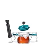 Airtender - Bormioli Fido - 3 x 500 ml Einmachgläser - Quadratisch - mit Vakuumdeckel & GRATIS Vakuumpumpe - 5x läng