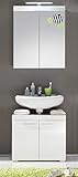 ALIDAM Badezimmerschrank Bad Möbel Set weiß Hochglanz Badezimmer Spiegelschrank Unterschrank 60 cm Badschrank