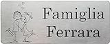 GUIZZO Creart - Namensschild Haustür aus Edelstahl, Maße 10x4 cm - Personalisiertes Schild - Namensschild Briefkasten, Handgefertigt und Made in Italy