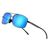 SUNGAIT Ultra-Leicht Rechteck Polarisierten Sonnenbrillen Man UV400 Schutz (Gunmetal Rahmen Blau Spiegel Objektiv) -SGT458 QKLAUK