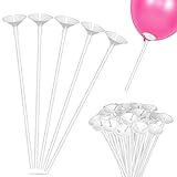 Haiou 100 Stück Mehrweg Luftballons Plastikstäbe, Wiederverwendbar Ballonstäbe Stäbe Halter für Balloon，für Dekoration Geburtstag Party, Hochzeits, Feier Zubehör, Weiß