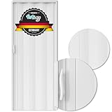 Portango Falttür weiß aus PVC Kunststoff für Innen & Außen Komplettset I faltbare Schiebetür kratzfest und pflegeleicht I anpassbare Breite der Falttüren I Modell PT-3 Rumb