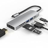 Redstar24 USB C HUB 6 in 1 Adapter Multiport USB C mit HDMI 4K, USB 3.0, SD/TF Kartenleser Micro SD 55W PD | kompatibel für TV MacBook Pro, Air, iPad Pro, Samsung | Laptop und mehr Typ C Geräte