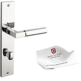 Beschläge Hamburg Türgriffe Türbeschlag GRO PRIME 20-04ZAMAK MPN PVD WC - Türklinken mit WC/Bad Langschild für Zimmertüren — Türdrücker für Innentüren, Nickel poliert PVD b