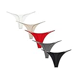 Avondii Damen Baumwolle String Tanga Set Thong Unterhosen, 5 Pack (L, A-Mehrfarbig)