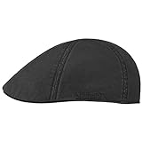 Stetson Texas Cotton Flatcap mit UV Schutz 40+ - Schirmmütze aus Baumwolle - Unifarbene Mütze Frühjahr/Sommer schwarz XL (60-61 cm)