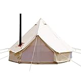 Sport Tent-wasserdichte Campingzelt Familienzelt Baumwolle Tipi Zelt mit Herdheber/Lochrohrentlüftung Indiana Zelt 5M Bell Tent Teepee Pyramidenzelt, 5M
