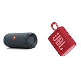 JBL Flip Essential 2 Bluetooth Box in Schwarz – Wasserdichter, portabler Lautsprecher mit herausragendem Sound & GO 3 kleine Bluetooth Box in Rot – Wasserfester, tragbarer Lautsprecher für unterwegs