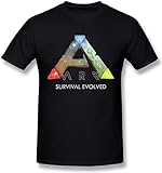 Men's Ark Survival Evolved Game Logo Poster Black T Shirt Size L