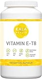 Kala Health Vitamin E Kapseln Hochdosiert - 180 Vitamin E8 T8 Nahrungsergänzungsmittel Antioxidantien Vitamin Tabletten für Haar, Haut & Anti-Aging - GMO-frei & PAK-frei - Hergestellt in der EU