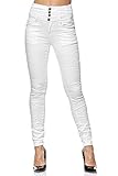Elara Damen Jeans High Waist Push Up Skinny Fit Chunkyrayan 1949-1 P White-40 (L)