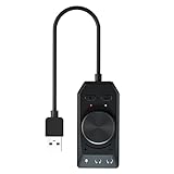 Jojomino USB Soundkarte 7.1 Kanal 3,5 mm Audioschnittstelle USB2.0 Mikrofon Headset Spiel Soundkarte für PC Laptop