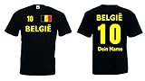 Belgien-Belgie Herren T-Shirt Trikot mit Wunschname und Wunschnummer schwarz L