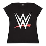 WWE Logo T Shirt ausgestattet, Damen, Schwarz, Offizielle Handelsw
