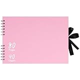 Vienrose 29x21,5 cm Scrapbook Fotoalbum zum Selbstgestalten, DIY Fotoalbum mit 80 Seiten Schwarzem Kraftpapier, Fotobuch zum Einkleben, Album für Paare, Babys, Hochzeiten und Familie, R