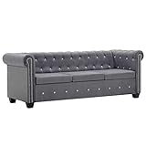 vidaXL Chesterfield Sofa 3-Sitzer Luxus Samtbezug Grau Polstersofa Loungesofa