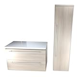 paplinskimoebel Badezimmerschrank Set | Holzfarbe Waschbeckenunterschrank | Hochschrank Badezimmer Matt | Badezimmerunterschrank Matt | ohne Waschbeck