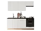 Mirjan24 Küche Ikanro 200 cm, Küchenblock/Küchenzeile, 6 Schrank-Module frei kombinierbar, Arbeitsplatte im Set (Artisan Eiche/Hellgrau, mit weißer LED Beleuchtung)