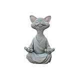 NRRN Meditierende Katzenstatue, skurriles schwarze Buddha-Katze-Figur, Meditation, Yoga, Sammlerstück, Katzen-Dekoration, Kunstskulpturen, Gartenstatuen