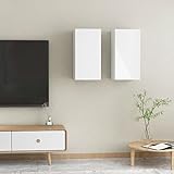 HINSD TV-Schränke 2 Stück Hochglanz Weiß 30,5x30x60 cm Holz-Farbe: Hochglanz Weiß Material: Technisches Holz