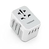 TESSAN Reiseadapter Weltweit, Universal Reisestecker mit 3 USB A und 1 USB C, Internationaler Steckdosenadapter, Universaladapter für England USA Japan Thailand Australien, Travel Adap