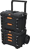 Keter Pro Gear XL Werkstattwagen mit 2 Koffern - 5 Schubladen - 64x47x79-105 cm - Schw