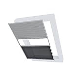 Insektenschutz Dachfenster-Plissee - 110 x 160cm weiß - Fliegengitter Dachfenster mit Rahmen, Rollo Fenster, Plissee ohne bohren, inklusive Sonnenschutz - individuell kürzbar