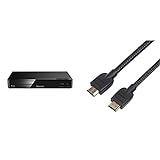 Panasonic DMP-BDT167EG Kompakter 3D Blu-ray Player (Full HD Upscaling, Internet Apps, LAN-Anschluss, USB, MKV-Playback) schwarz & Amazon Basics - Geflochtenes HDMI-Kabel, 0,9 m