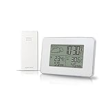 FHISD Digitaler Wecker, Wetterstation, drahtloser Sensor, Hygrometer, Thermometer, Uhr, LCD-Zeit, Tischuhren