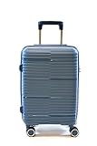 Zimmert Leather Bordtrolley mit TSA Schloss Serie: FLIGHTOURER Gr. S 55 cm, 36 Liter 4 Rollen Koffer edler Hartschalenkoffer in Blau Polypropy