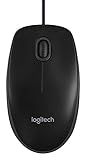 Logitech B100 Maus mit Kabel, USB-Anschluss, 800 DPI Optischer Sensor, 3 Tasten, Für Links- und Rechtshänder, PC/Mac - Schwarz