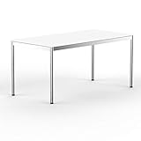 VERSEE system8x Design Schreibtisch - 180 x 80 cm - Weiss - Konferenztisch Metall-Gestell in Stahl/Chrom hochwertige Verarbeitung Dekor Kratzfest Höhenverstellbar von 75,5cm - 90cm