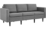 Yaheetech 3 Sitzer Sofa Gästesofa Modern Couch 3er Sitzsofa Bequeme Polsterung 188,5×79×80 cm fürs Wohnzimmer/Schlafzimmer/Gästezimmer, Sofateile unter dem Polster verpackt Hellg