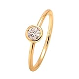 KnBoB Ring Echtgold Damen, 18 Karat (750) Gold Ring, Schlicht 0.3ct Erstellt Diamant Schmuck Ring Größe 58 (18.5)